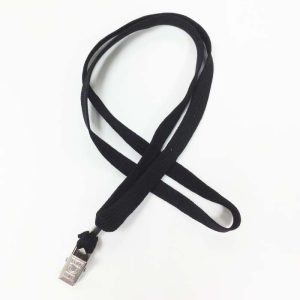 שרוך לצוואר שחור 1 ס"מ עם קליפס קרוקודיל